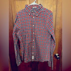 Abercrombie & Fitch Men's Red Plaid Muscle Fit Button Down Shirt Medium